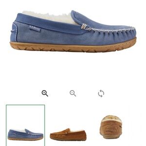 L.L. Bean Blue Suede Moccasin Slippers